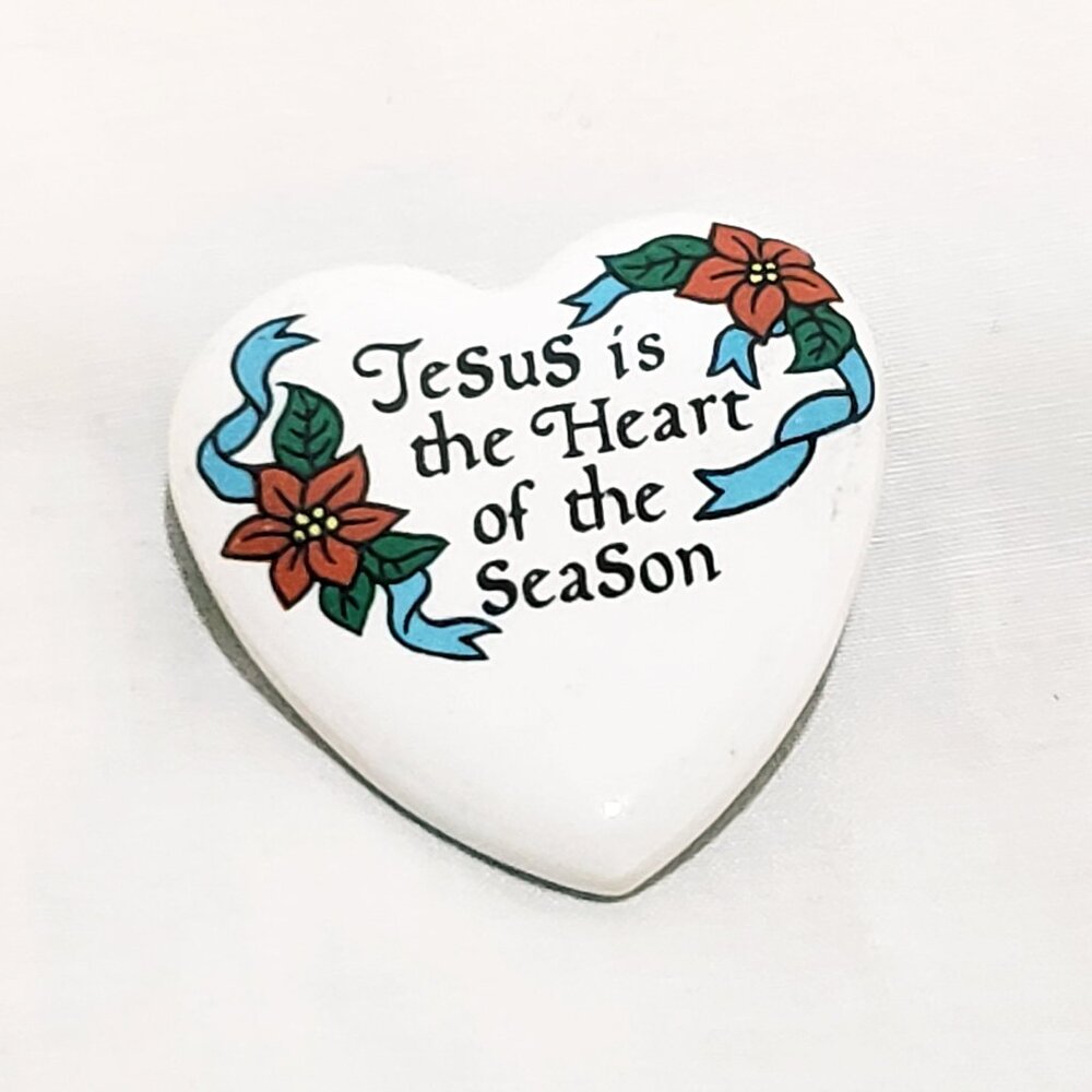 Jesus is the heart of the Season Pin Brooch 1.5" 1994 HOL Poinsette Flowers
